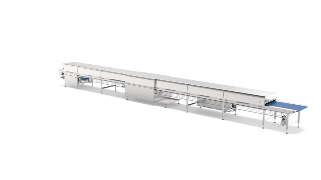 Aasted Cooling Tunnel, designed to efficiently cool chocolate and confectionery products, ensuring optimal texture and quality during production
