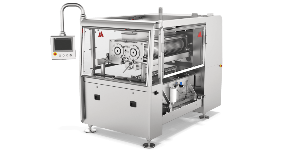 Aasted Alice II extruder – versatile machine designed for precise extrusion of various confectionery and bakery products, ensuring consistent quality and efficiency in production.