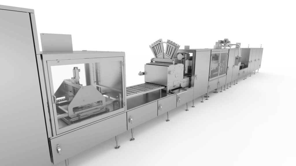 Aasted Jensen Moulding Line – designed for producing high-quality filled chocolates. With advanced technology and customizable options, the Jensen Line ensures consistent product quality and high production efficiency, meeting the diverse needs of confectionery manufacturers